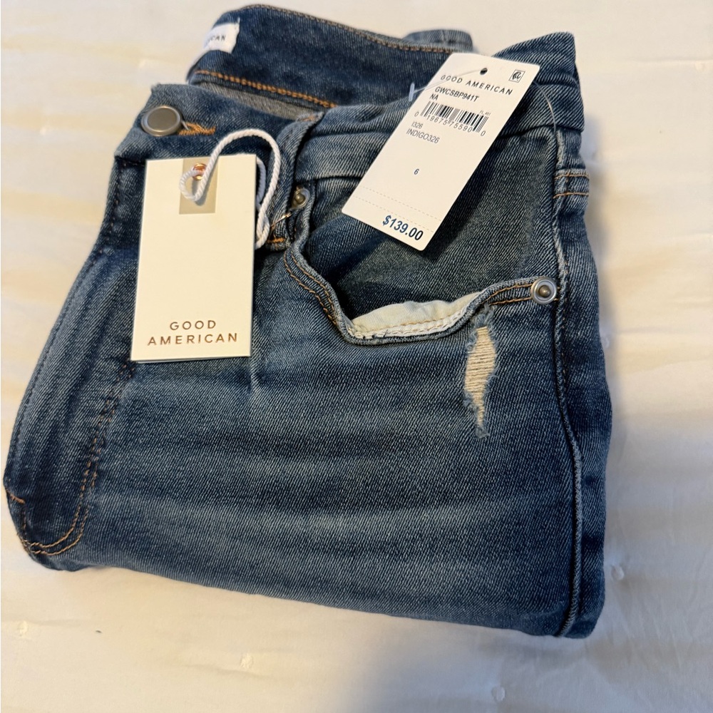 Good American Slightly Distressed Good Waist Crop